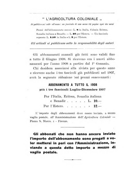 L'agricoltura coloniale organo dell'Istituto agricolo coloniale italiano e dell'Ufficio agrario sperimentale dell'Eritrea