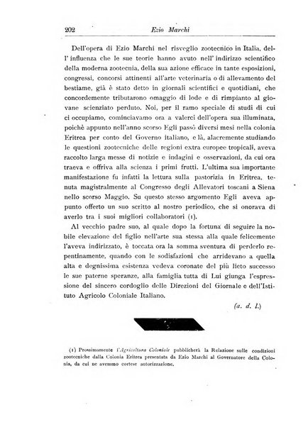 L'agricoltura coloniale organo dell'Istituto agricolo coloniale italiano e dell'Ufficio agrario sperimentale dell'Eritrea