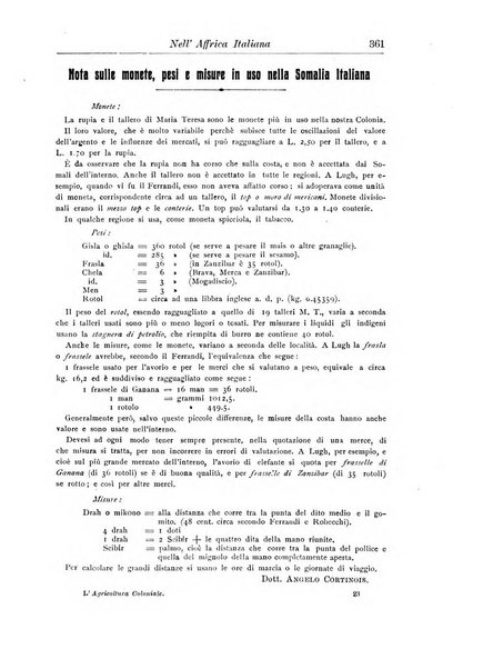 L'agricoltura coloniale organo dell'Istituto agricolo coloniale italiano e dell'Ufficio agrario sperimentale dell'Eritrea