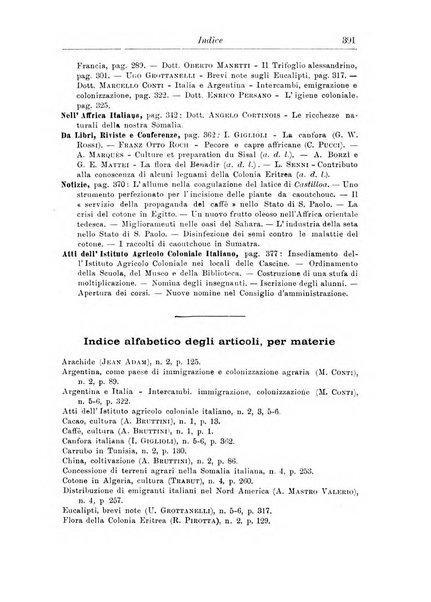 L'agricoltura coloniale organo dell'Istituto agricolo coloniale italiano e dell'Ufficio agrario sperimentale dell'Eritrea