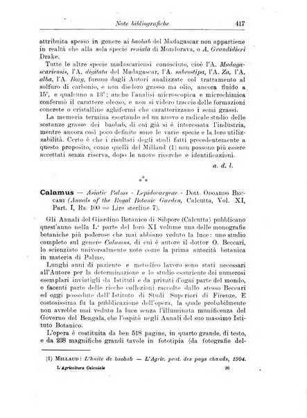 L'agricoltura coloniale organo dell'Istituto agricolo coloniale italiano e dell'Ufficio agrario sperimentale dell'Eritrea