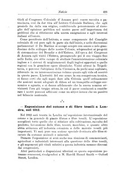 L'agricoltura coloniale organo dell'Istituto agricolo coloniale italiano e dell'Ufficio agrario sperimentale dell'Eritrea