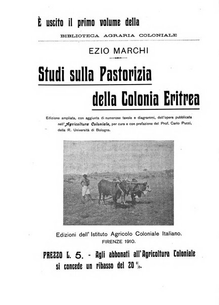 L'agricoltura coloniale organo dell'Istituto agricolo coloniale italiano e dell'Ufficio agrario sperimentale dell'Eritrea