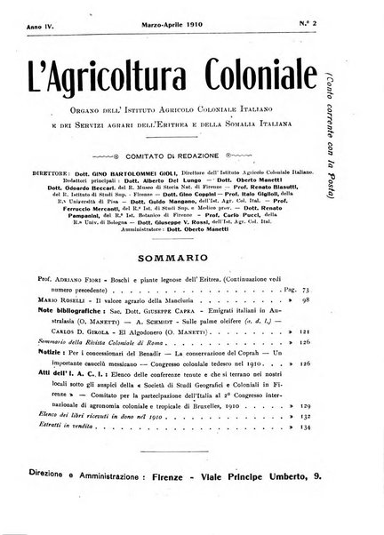 L'agricoltura coloniale organo dell'Istituto agricolo coloniale italiano e dell'Ufficio agrario sperimentale dell'Eritrea