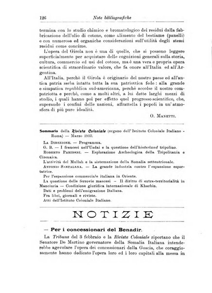 L'agricoltura coloniale organo dell'Istituto agricolo coloniale italiano e dell'Ufficio agrario sperimentale dell'Eritrea