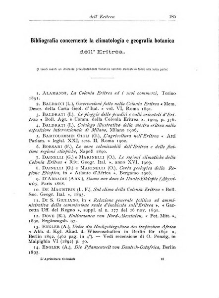 L'agricoltura coloniale organo dell'Istituto agricolo coloniale italiano e dell'Ufficio agrario sperimentale dell'Eritrea