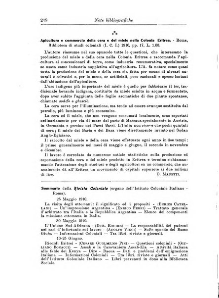 L'agricoltura coloniale organo dell'Istituto agricolo coloniale italiano e dell'Ufficio agrario sperimentale dell'Eritrea