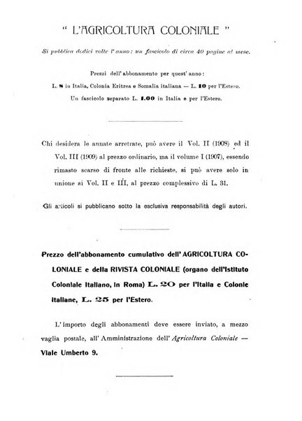 L'agricoltura coloniale organo dell'Istituto agricolo coloniale italiano e dell'Ufficio agrario sperimentale dell'Eritrea