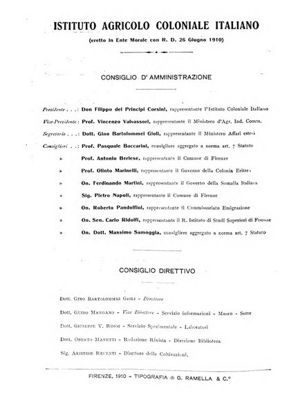 L'agricoltura coloniale organo dell'Istituto agricolo coloniale italiano e dell'Ufficio agrario sperimentale dell'Eritrea