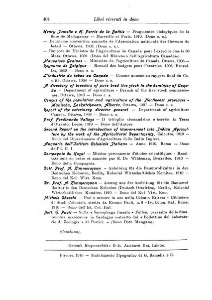 L'agricoltura coloniale organo dell'Istituto agricolo coloniale italiano e dell'Ufficio agrario sperimentale dell'Eritrea