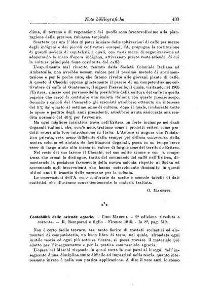 L'agricoltura coloniale organo dell'Istituto agricolo coloniale italiano e dell'Ufficio agrario sperimentale dell'Eritrea