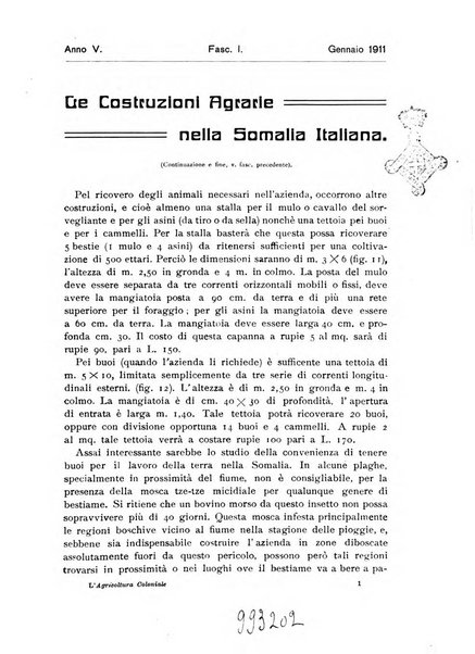 L'agricoltura coloniale organo dell'Istituto agricolo coloniale italiano e dell'Ufficio agrario sperimentale dell'Eritrea