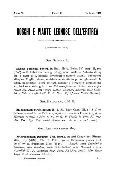 L'agricoltura coloniale organo dell'Istituto agricolo coloniale italiano e dell'Ufficio agrario sperimentale dell'Eritrea