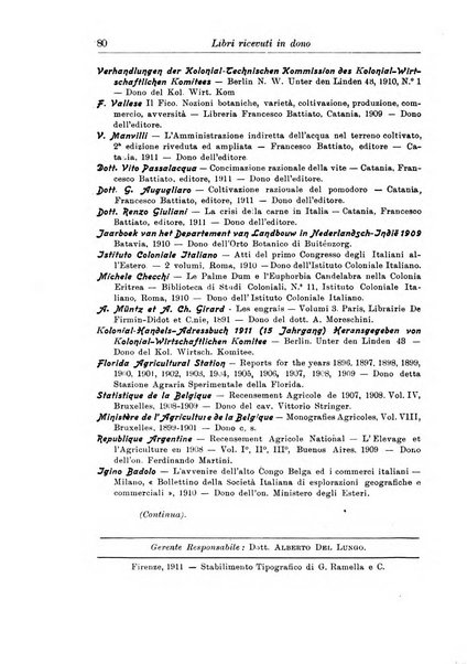 L'agricoltura coloniale organo dell'Istituto agricolo coloniale italiano e dell'Ufficio agrario sperimentale dell'Eritrea