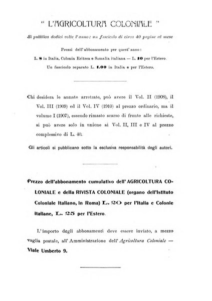 L'agricoltura coloniale organo dell'Istituto agricolo coloniale italiano e dell'Ufficio agrario sperimentale dell'Eritrea