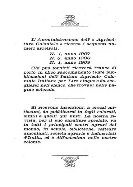 L'agricoltura coloniale organo dell'Istituto agricolo coloniale italiano e dell'Ufficio agrario sperimentale dell'Eritrea