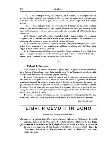 L'agricoltura coloniale organo dell'Istituto agricolo coloniale italiano e dell'Ufficio agrario sperimentale dell'Eritrea