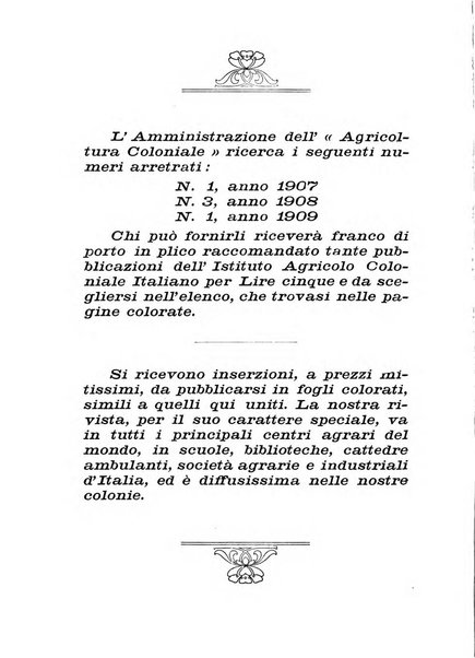 L'agricoltura coloniale organo dell'Istituto agricolo coloniale italiano e dell'Ufficio agrario sperimentale dell'Eritrea