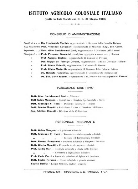 L'agricoltura coloniale organo dell'Istituto agricolo coloniale italiano e dell'Ufficio agrario sperimentale dell'Eritrea