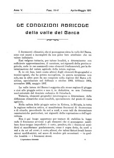 L'agricoltura coloniale organo dell'Istituto agricolo coloniale italiano e dell'Ufficio agrario sperimentale dell'Eritrea