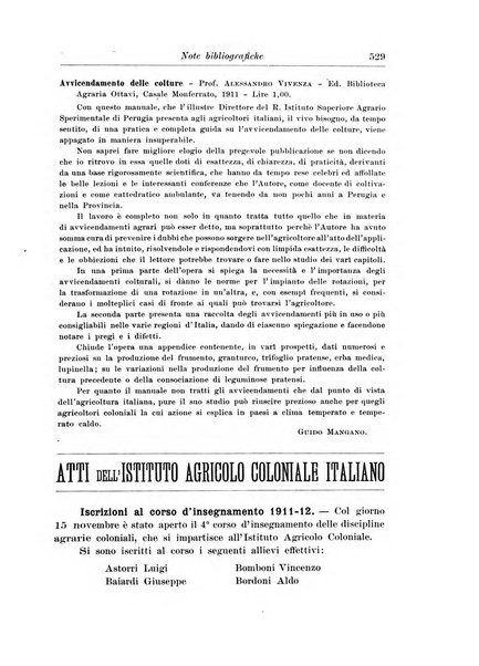 L'agricoltura coloniale organo dell'Istituto agricolo coloniale italiano e dell'Ufficio agrario sperimentale dell'Eritrea