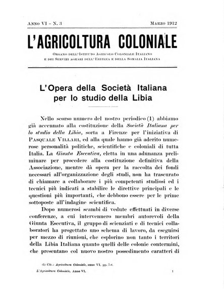 L'agricoltura coloniale organo dell'Istituto agricolo coloniale italiano e dell'Ufficio agrario sperimentale dell'Eritrea