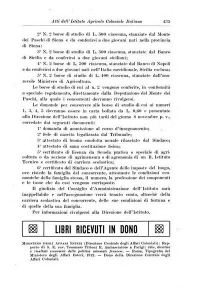 L'agricoltura coloniale organo dell'Istituto agricolo coloniale italiano e dell'Ufficio agrario sperimentale dell'Eritrea