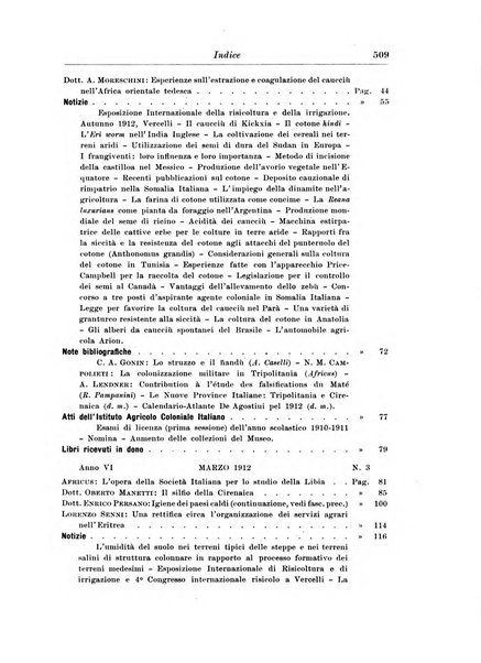 L'agricoltura coloniale organo dell'Istituto agricolo coloniale italiano e dell'Ufficio agrario sperimentale dell'Eritrea