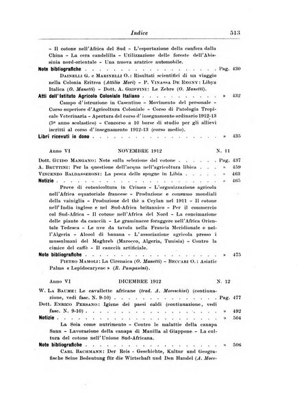 L'agricoltura coloniale organo dell'Istituto agricolo coloniale italiano e dell'Ufficio agrario sperimentale dell'Eritrea