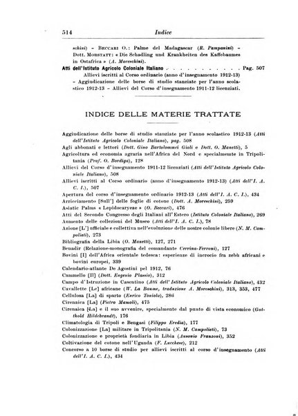 L'agricoltura coloniale organo dell'Istituto agricolo coloniale italiano e dell'Ufficio agrario sperimentale dell'Eritrea