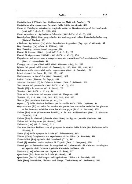 L'agricoltura coloniale organo dell'Istituto agricolo coloniale italiano e dell'Ufficio agrario sperimentale dell'Eritrea