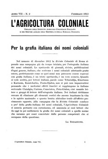 L'agricoltura coloniale organo dell'Istituto agricolo coloniale italiano e dell'Ufficio agrario sperimentale dell'Eritrea