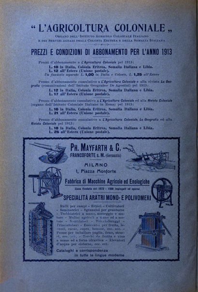 L'agricoltura coloniale organo dell'Istituto agricolo coloniale italiano e dell'Ufficio agrario sperimentale dell'Eritrea