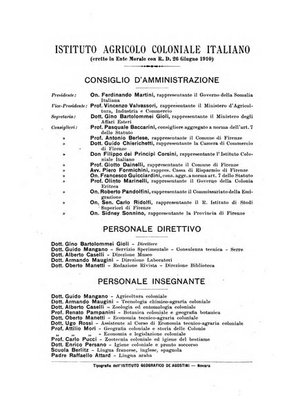 L'agricoltura coloniale organo dell'Istituto agricolo coloniale italiano e dell'Ufficio agrario sperimentale dell'Eritrea