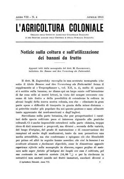 L'agricoltura coloniale organo dell'Istituto agricolo coloniale italiano e dell'Ufficio agrario sperimentale dell'Eritrea