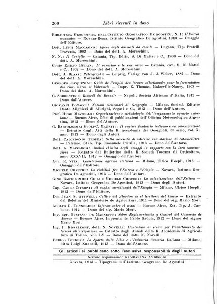 L'agricoltura coloniale organo dell'Istituto agricolo coloniale italiano e dell'Ufficio agrario sperimentale dell'Eritrea