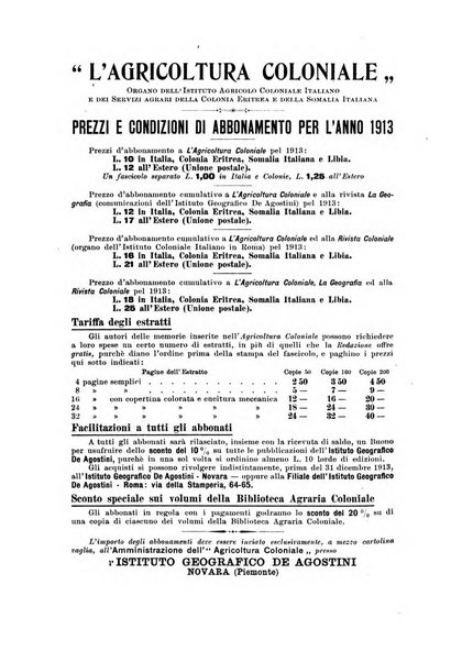 L'agricoltura coloniale organo dell'Istituto agricolo coloniale italiano e dell'Ufficio agrario sperimentale dell'Eritrea