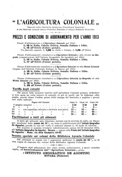 L'agricoltura coloniale organo dell'Istituto agricolo coloniale italiano e dell'Ufficio agrario sperimentale dell'Eritrea