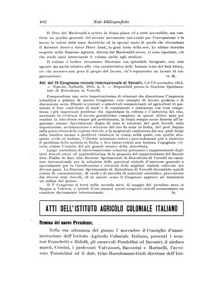 L'agricoltura coloniale organo dell'Istituto agricolo coloniale italiano e dell'Ufficio agrario sperimentale dell'Eritrea