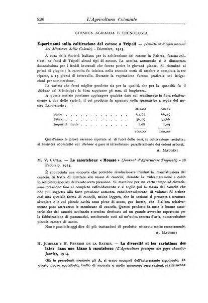 L'agricoltura coloniale organo dell'Istituto agricolo coloniale italiano e dell'Ufficio agrario sperimentale dell'Eritrea