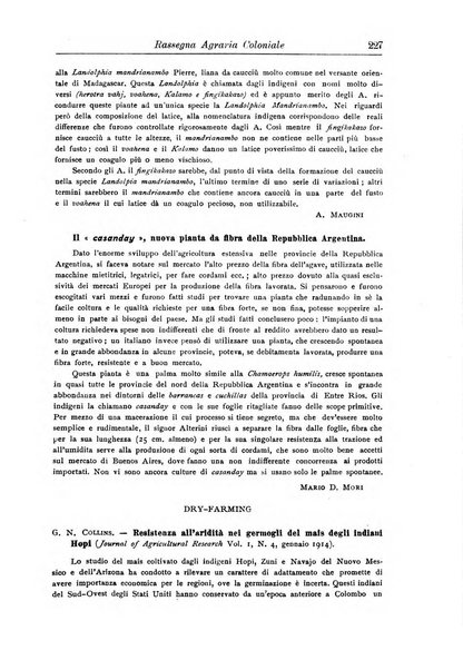 L'agricoltura coloniale organo dell'Istituto agricolo coloniale italiano e dell'Ufficio agrario sperimentale dell'Eritrea