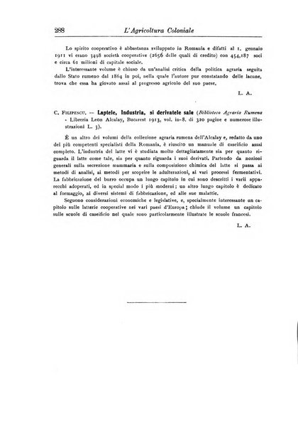 L'agricoltura coloniale organo dell'Istituto agricolo coloniale italiano e dell'Ufficio agrario sperimentale dell'Eritrea