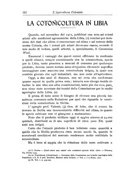 L'agricoltura coloniale organo dell'Istituto agricolo coloniale italiano e dell'Ufficio agrario sperimentale dell'Eritrea