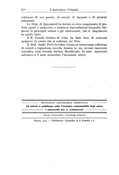 L'agricoltura coloniale organo dell'Istituto agricolo coloniale italiano e dell'Ufficio agrario sperimentale dell'Eritrea