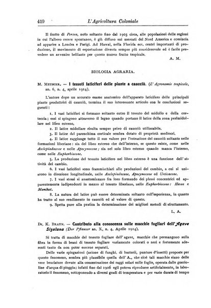 L'agricoltura coloniale organo dell'Istituto agricolo coloniale italiano e dell'Ufficio agrario sperimentale dell'Eritrea