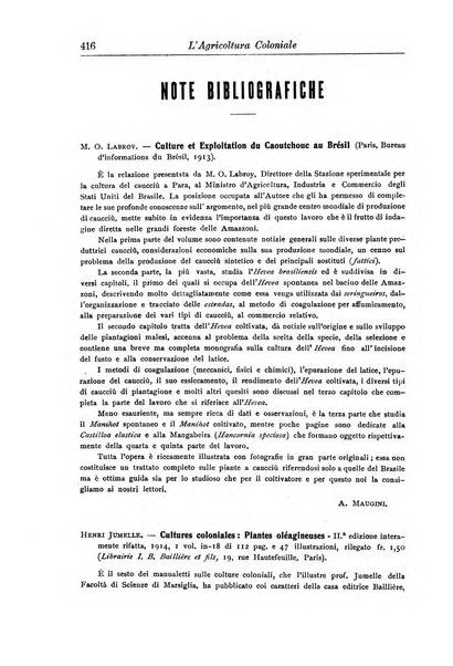 L'agricoltura coloniale organo dell'Istituto agricolo coloniale italiano e dell'Ufficio agrario sperimentale dell'Eritrea