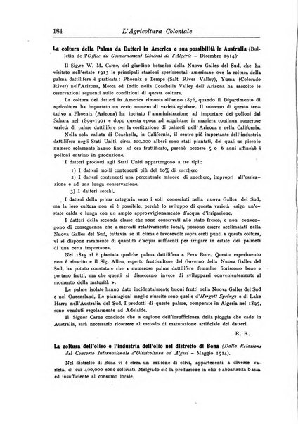 L'agricoltura coloniale organo dell'Istituto agricolo coloniale italiano e dell'Ufficio agrario sperimentale dell'Eritrea