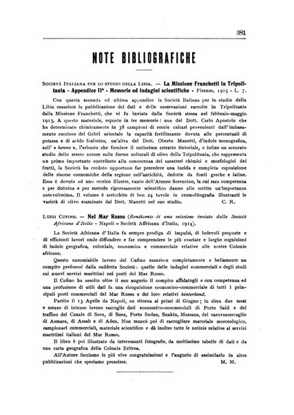 L'agricoltura coloniale organo dell'Istituto agricolo coloniale italiano e dell'Ufficio agrario sperimentale dell'Eritrea