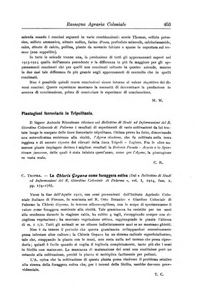 L'agricoltura coloniale organo dell'Istituto agricolo coloniale italiano e dell'Ufficio agrario sperimentale dell'Eritrea