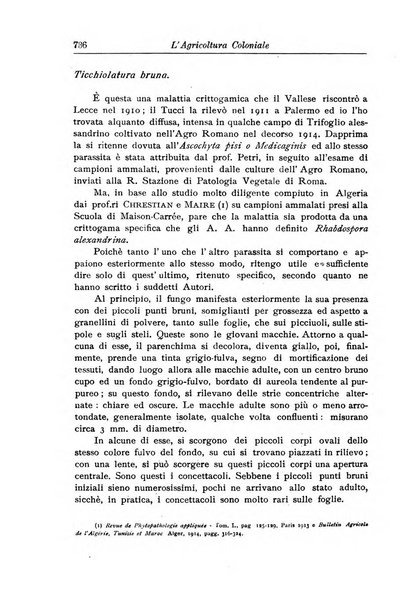 L'agricoltura coloniale organo dell'Istituto agricolo coloniale italiano e dell'Ufficio agrario sperimentale dell'Eritrea